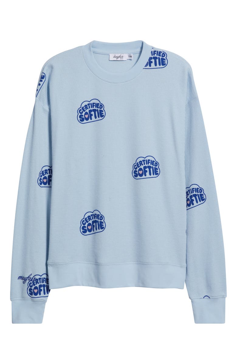 THE MAYFAIR GROUP Certified Softie Waffle Knit Fleece Graphic Sweatshirt, Alternate, color, Blue