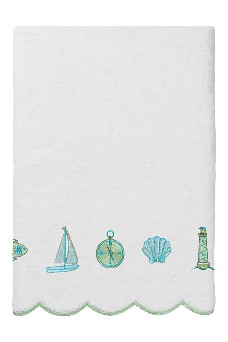 Sea Joy Scallop 3-Piece Embellished Towel Set, Alternate, color, WHITE/ GREEN