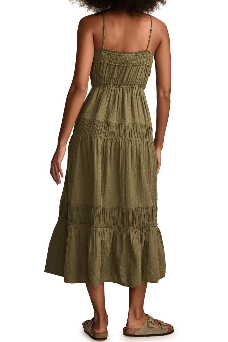 Clip Dot Cotton Tiered Maxi Dress, Alternate, color, DUSTY OLIVE