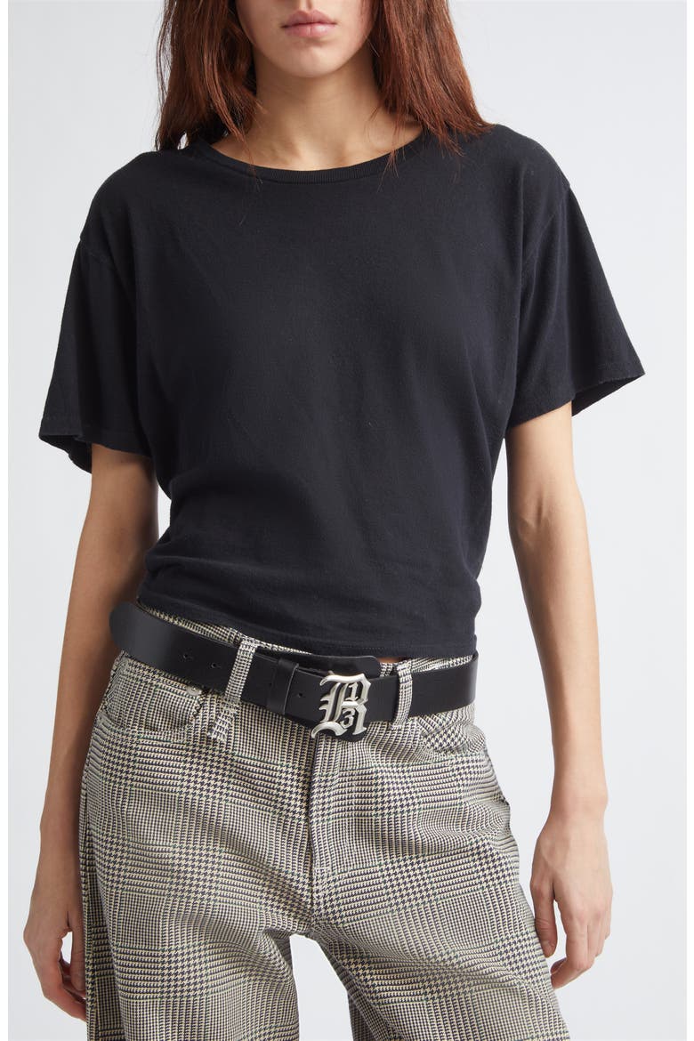 Tight Waist Cotton & Cashmere T-Shirt, Alternate, color, BLACK