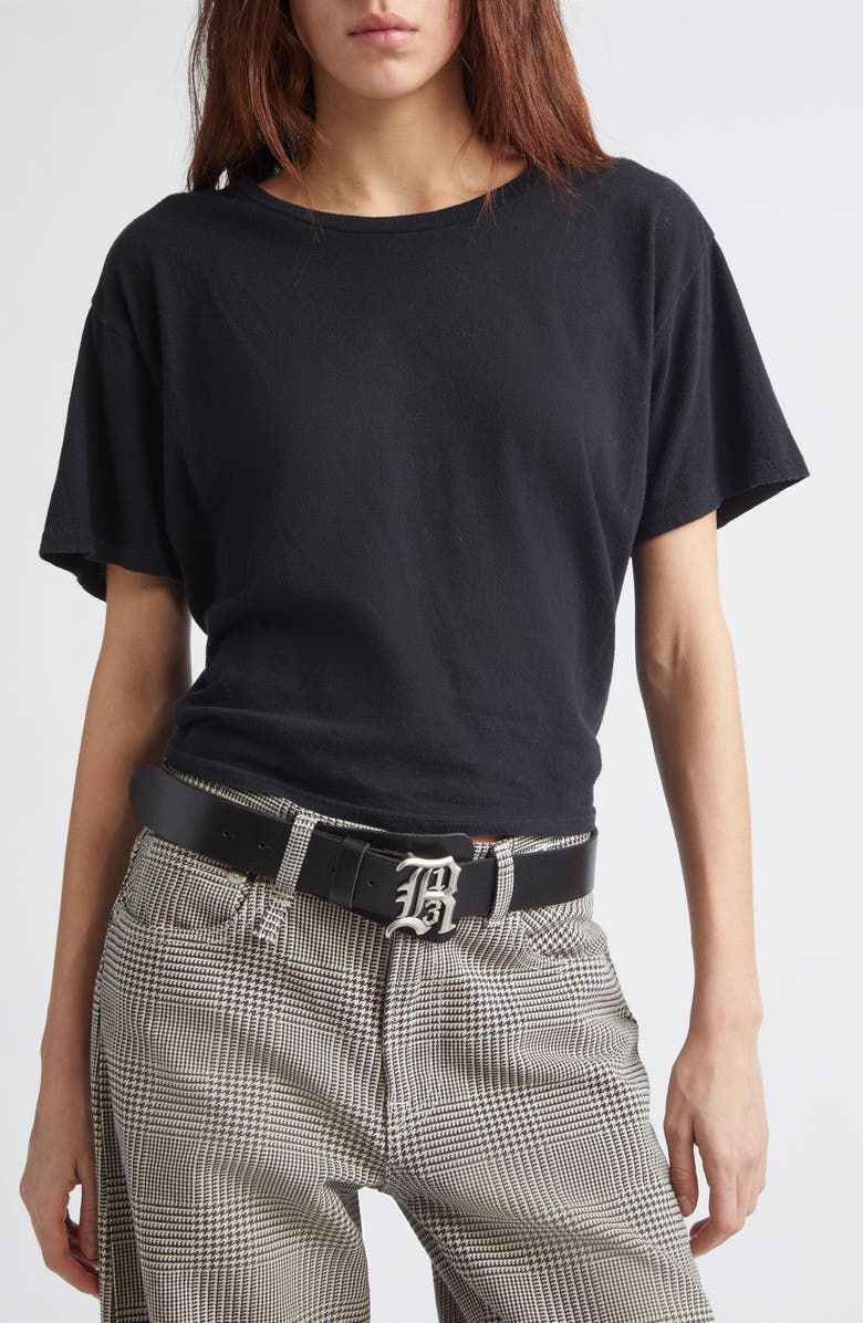R13 Tight Waist Cotton & Cashmere T-Shirt, Alternate, color, Black