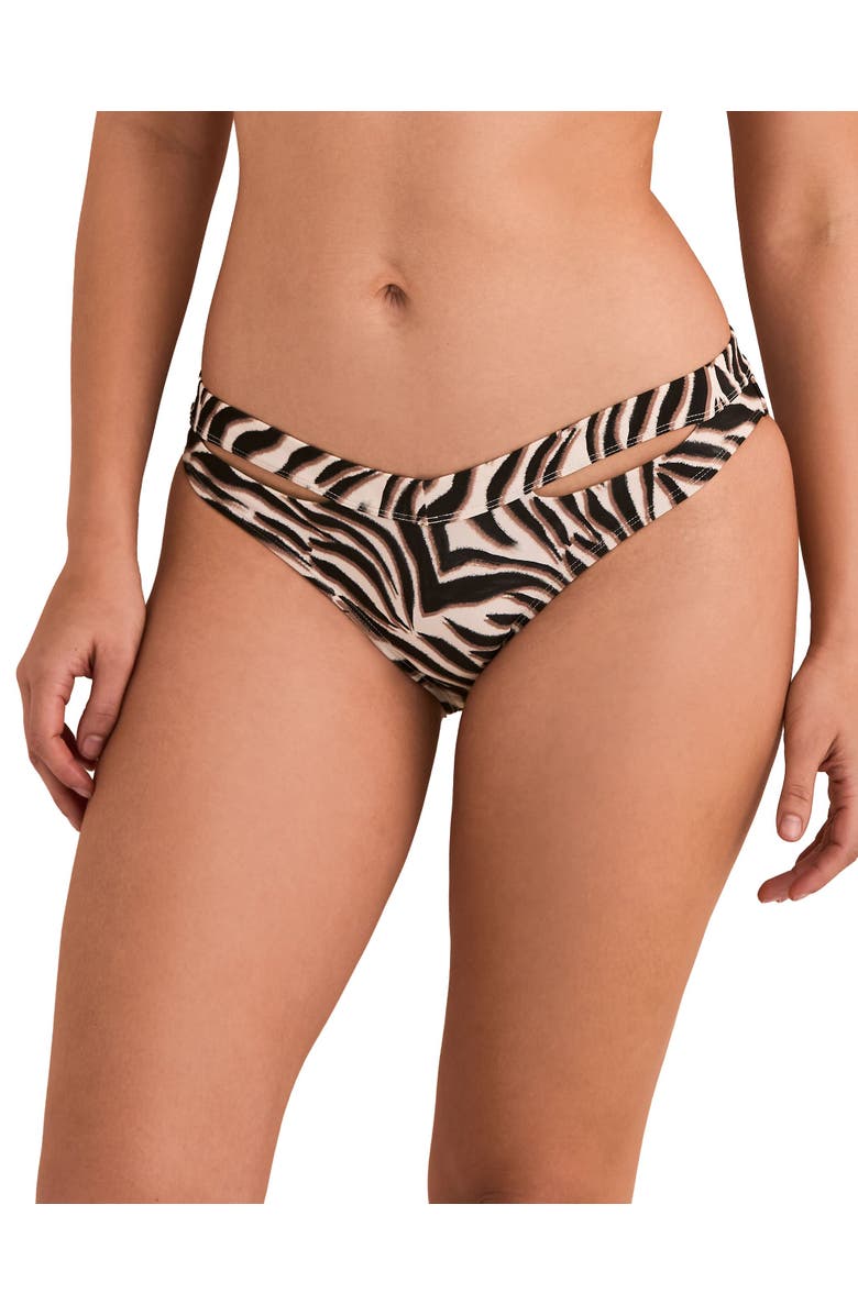 Adore Me Demi Swimwear Bikini Bottom, Main, color, Animal Beige