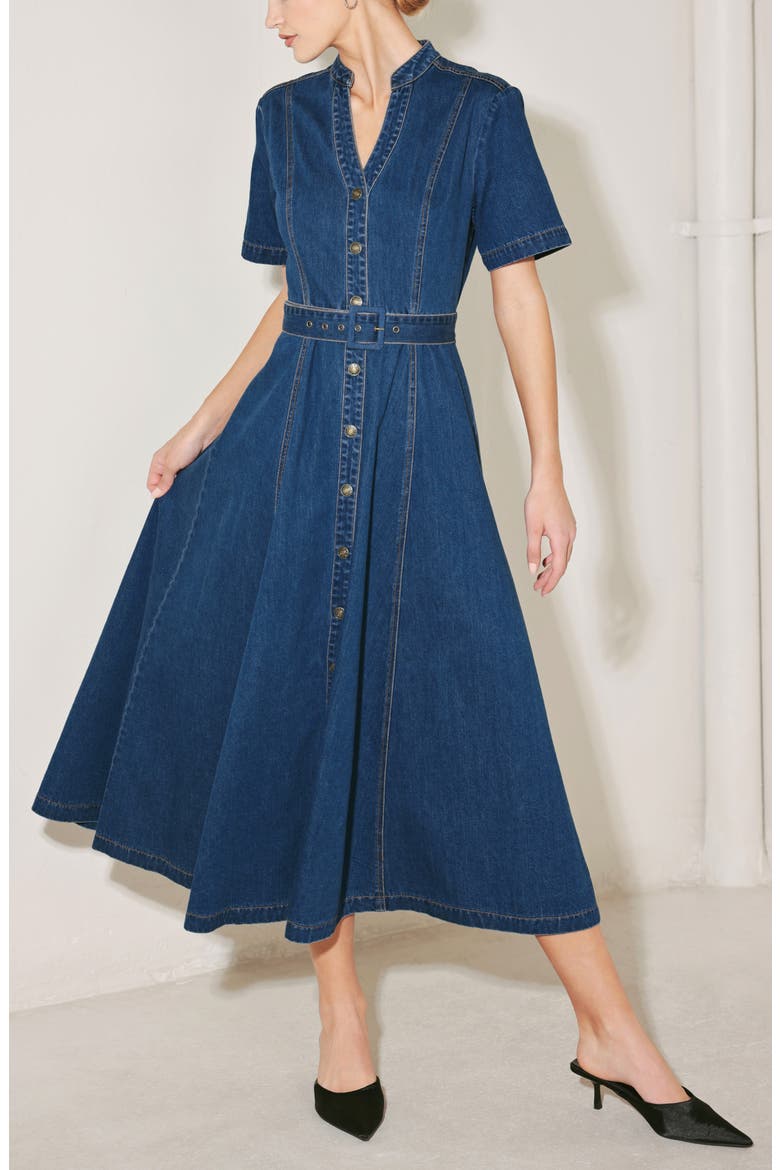 Denim Midi Dress, Alternate, color, INDIGO