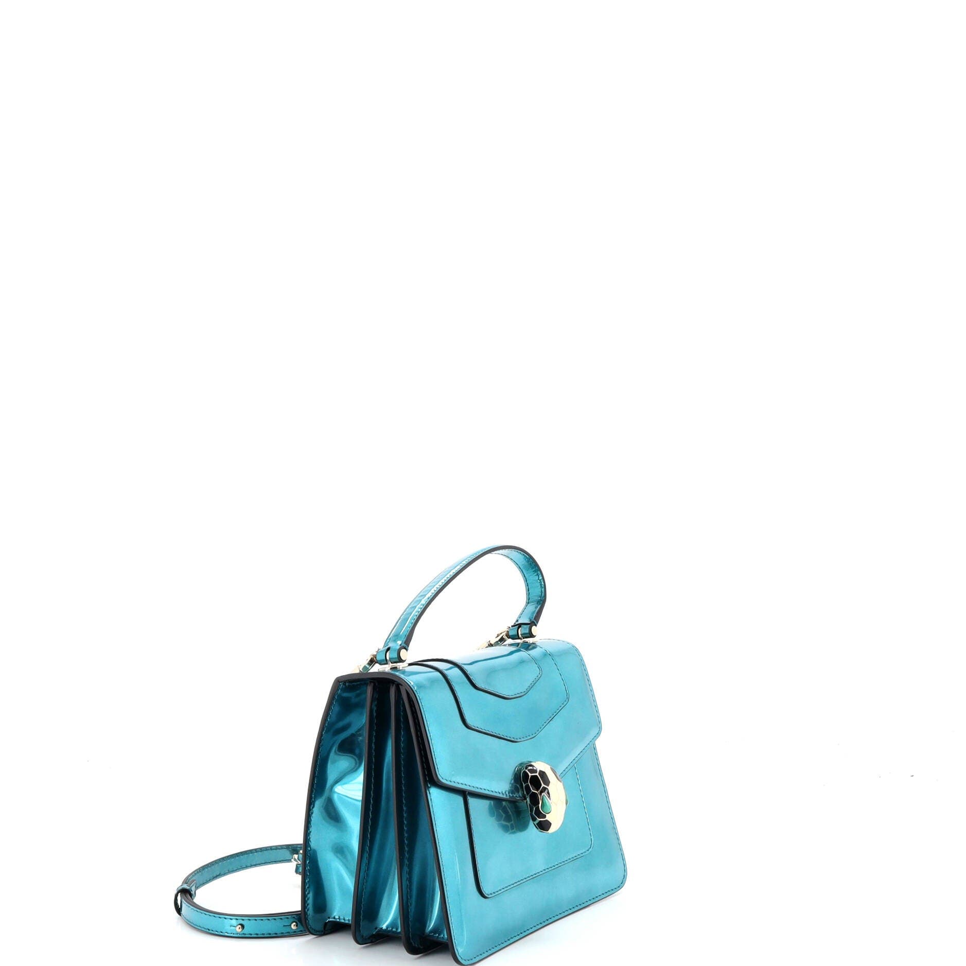 Serpenti Forever Top Handle Bag Patent Small, Alternate, color, Blue