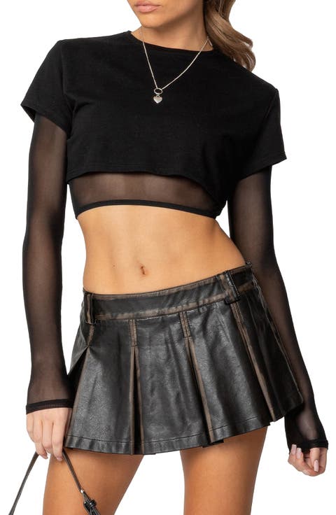 Rella Layered Long Sleeve Crop Top