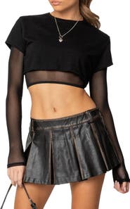 EDIKTED Rella Layered Long Sleeve Crop Top