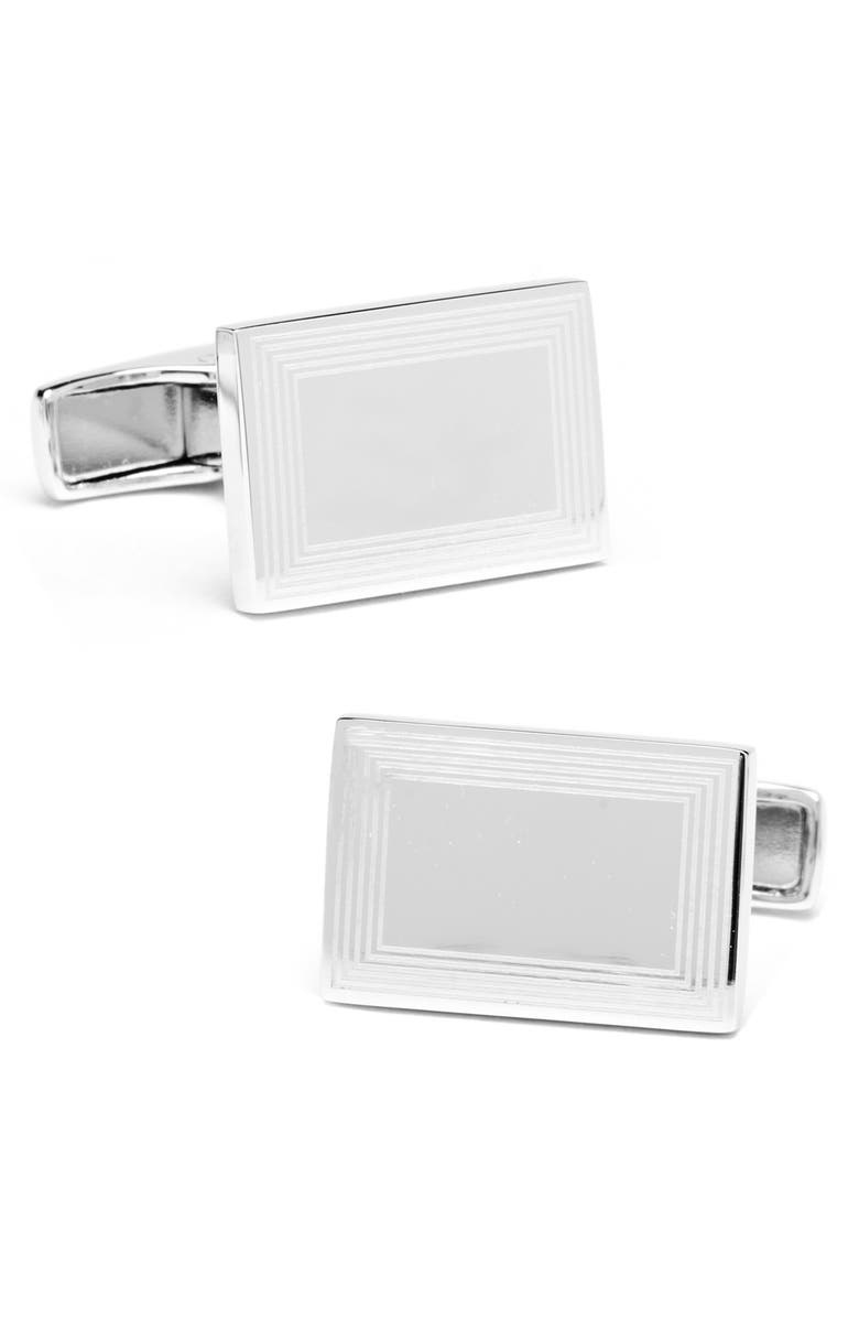 Cufflinks, Inc. Etched Frame Sterling Silver Cuff Links, Main, color, 