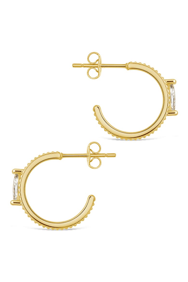 Ribbed Cubic Zirconia Statement Hoop Earrings, Alternate, color, GOLD