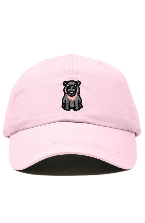 Dalix Hippo Embroidered Adjustable Hat In Washed Pink