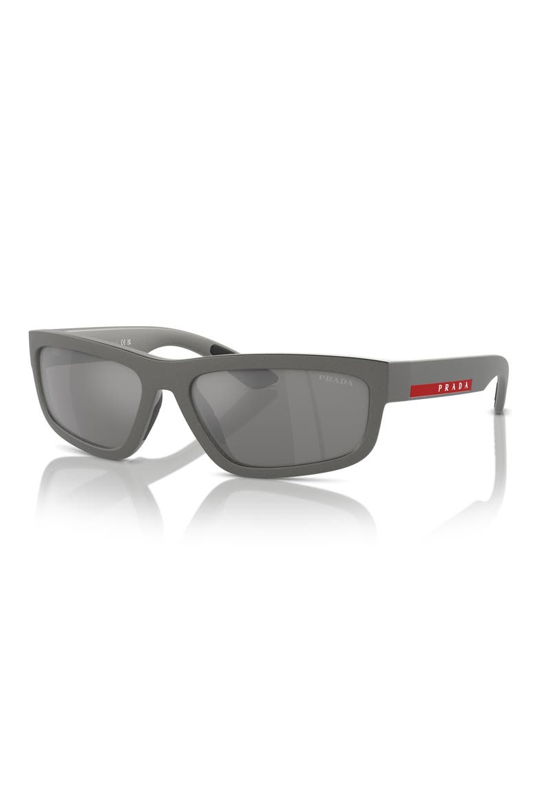 59mm Rectangular Sunglasses, Alternate, color, GREY SILVER