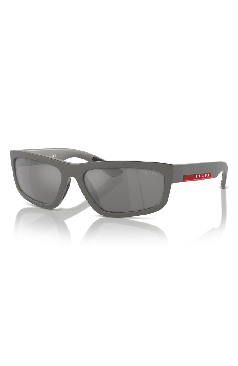 Prada Linea Rossa 59mm Rectangular Sunglasses, Alternate, color, Grey Silver