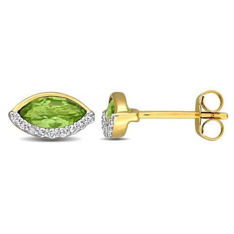 Gemstone & Diamond Stud Earrings 14k