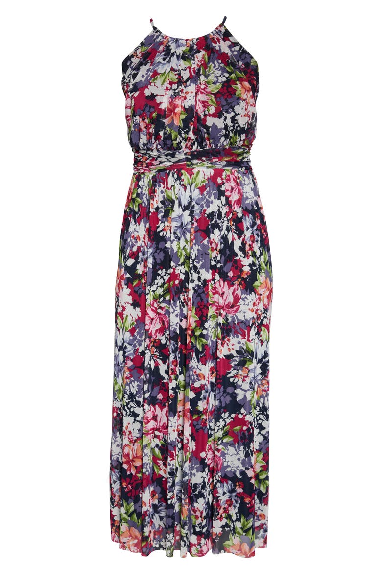 Floral Print Sundress, Alternate, color, NAVY/ DENIM/ PINK