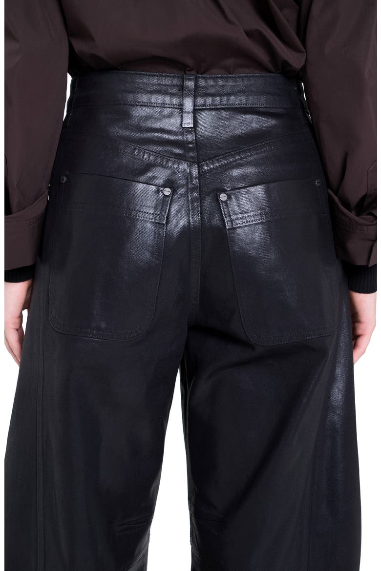 Beryl Coated Barrel Leg Pants, Alternate, color, BLACK