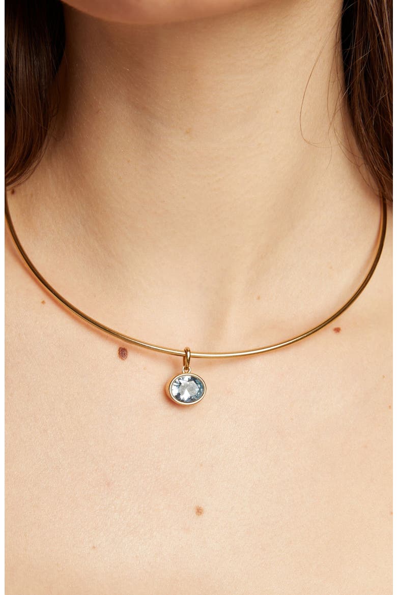 Lab Grown Aquamarine Oval Pendant Collar Necklace, Alternate, color, Yellow