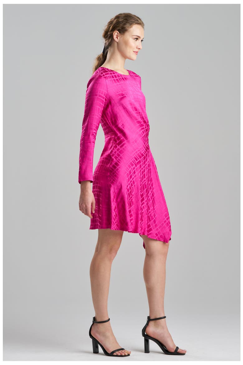 Fluid Geo Jqd Side Draped Dress, Alternate, color, ROSE PINK