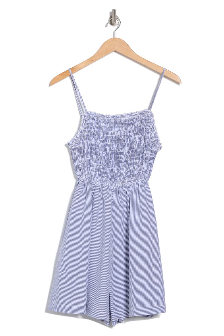 Stripe Smocked Romper, Alternate, color, NAVY/ WHITE STRIPE