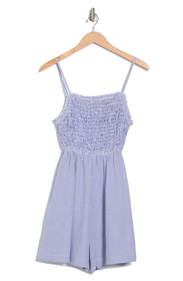 WISHLIST Stripe Smocked Romper, Alternate, color, Navy/ White Stripe