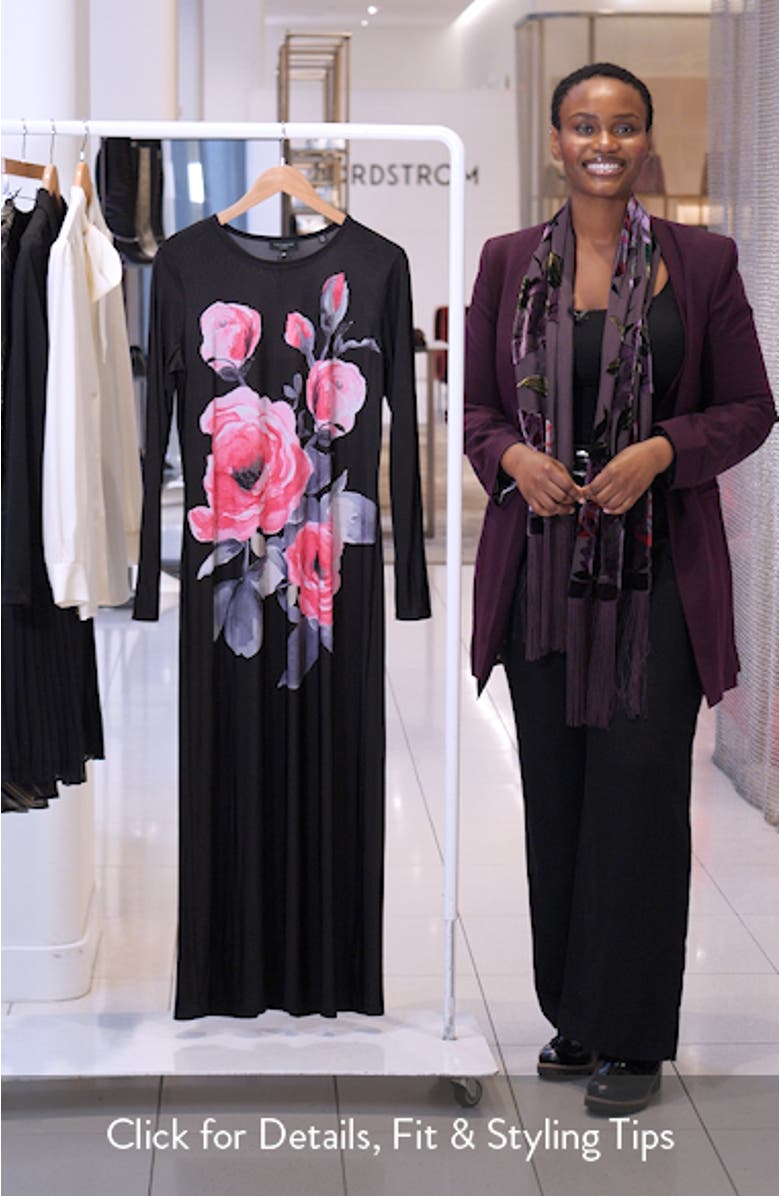 Eloise Placed Floral Long Sleeve Maxi Dress, sales video thumbnail