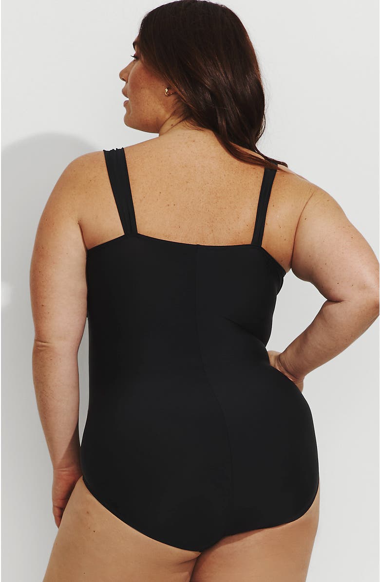 Lands' End Plus Size DD-Cup Slender Grecian Tummy Control Chlorine Resistant One Piece Swimsuit, Alternate, color, Black