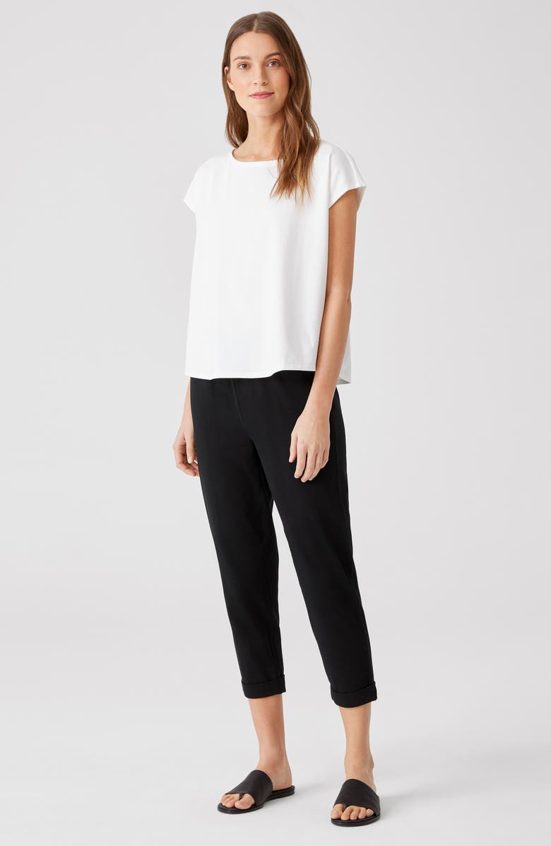 Eileen Fisher Rolled Cuff Slim Jersey Crop Pants, Alternate, color,