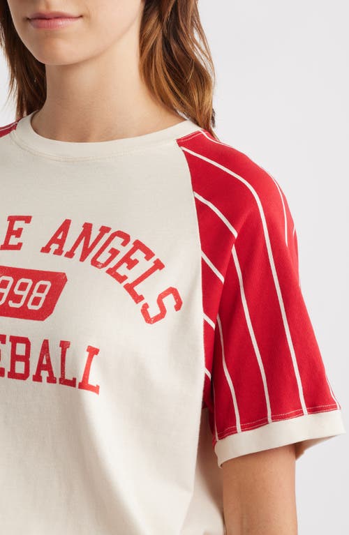 Daydreamer Little Angels Colorblock Cotton Graphic Baseball T-shirt In White