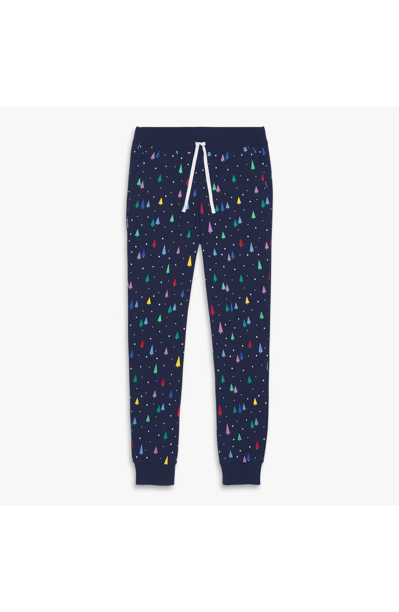 Primary Adult Organic Pj Pant In Holiday Prints, Main, color, Navy Rainbow Trees