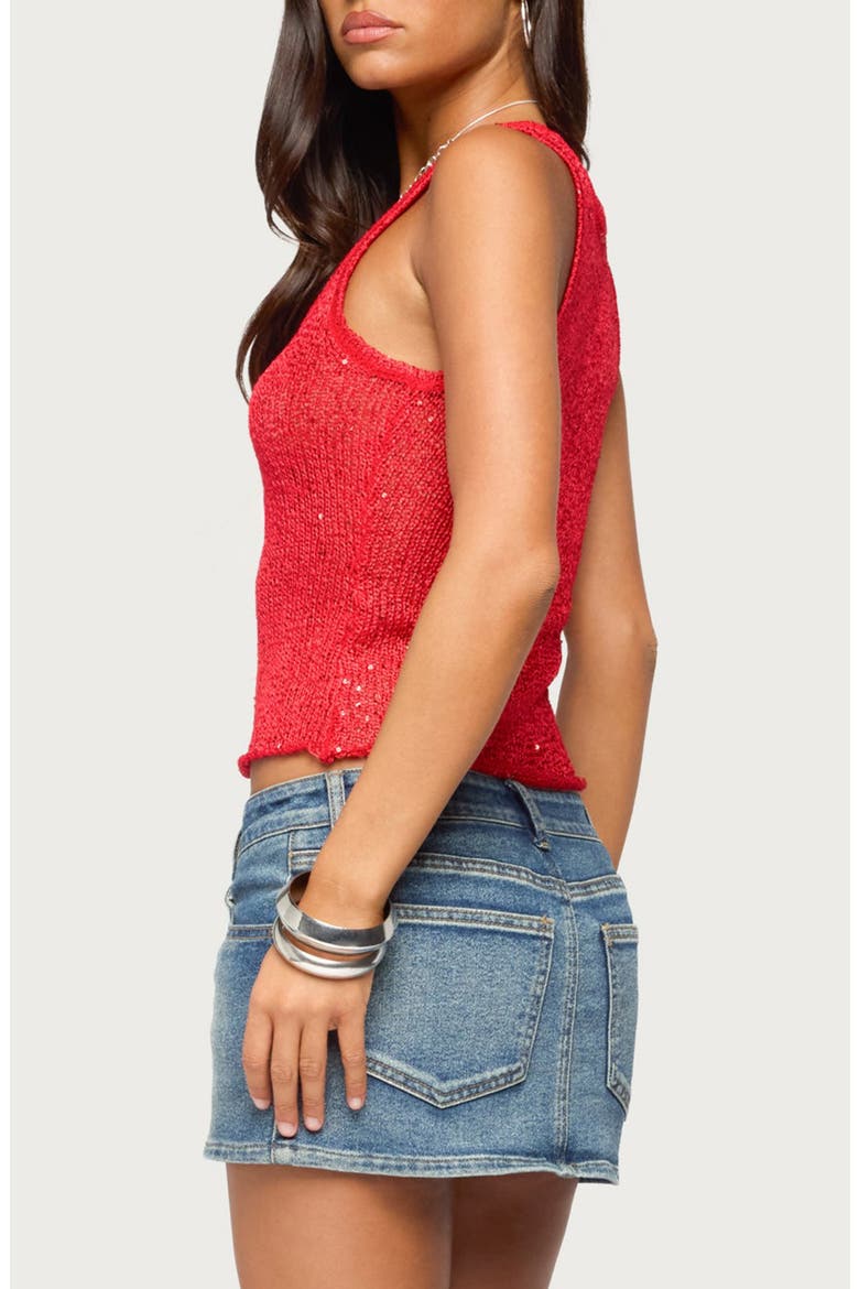Eleora Sequin Knit Tank Top, Alternate, color, RED