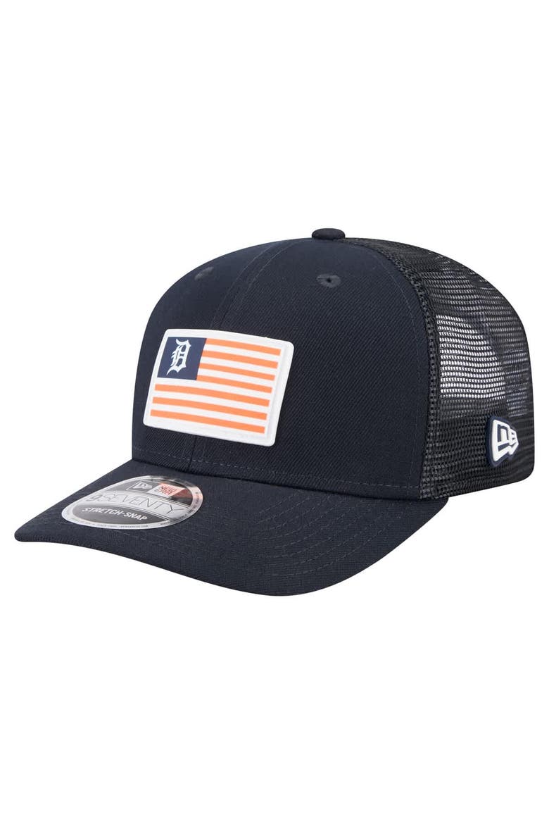 Men's New Era Navy Detroit Tigers Flag 9SEVENTY Stretch-Snap Hat, Main, color, Navy