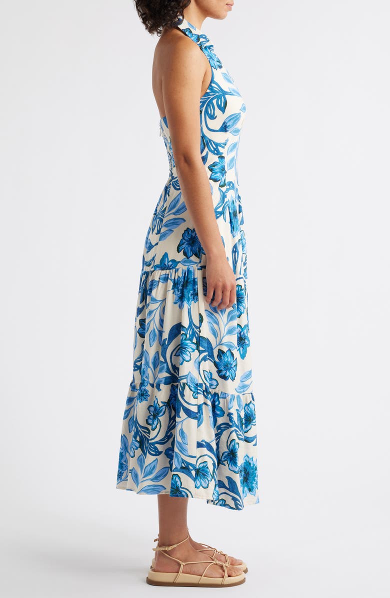 Adelyn Rae Lenni Floral Print Halter Dress, Alternate, color, Blue