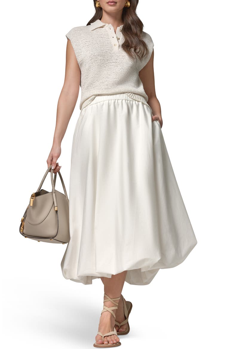 Stretch Poplin Bubble Skirt, Alternate, color, CREAM