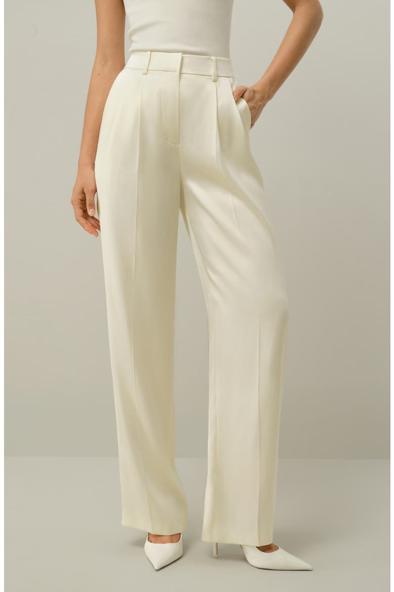 Women's Heavy-Weight  Silk Charmeuse Straight Leg Pants, Alternate, color, Lily White