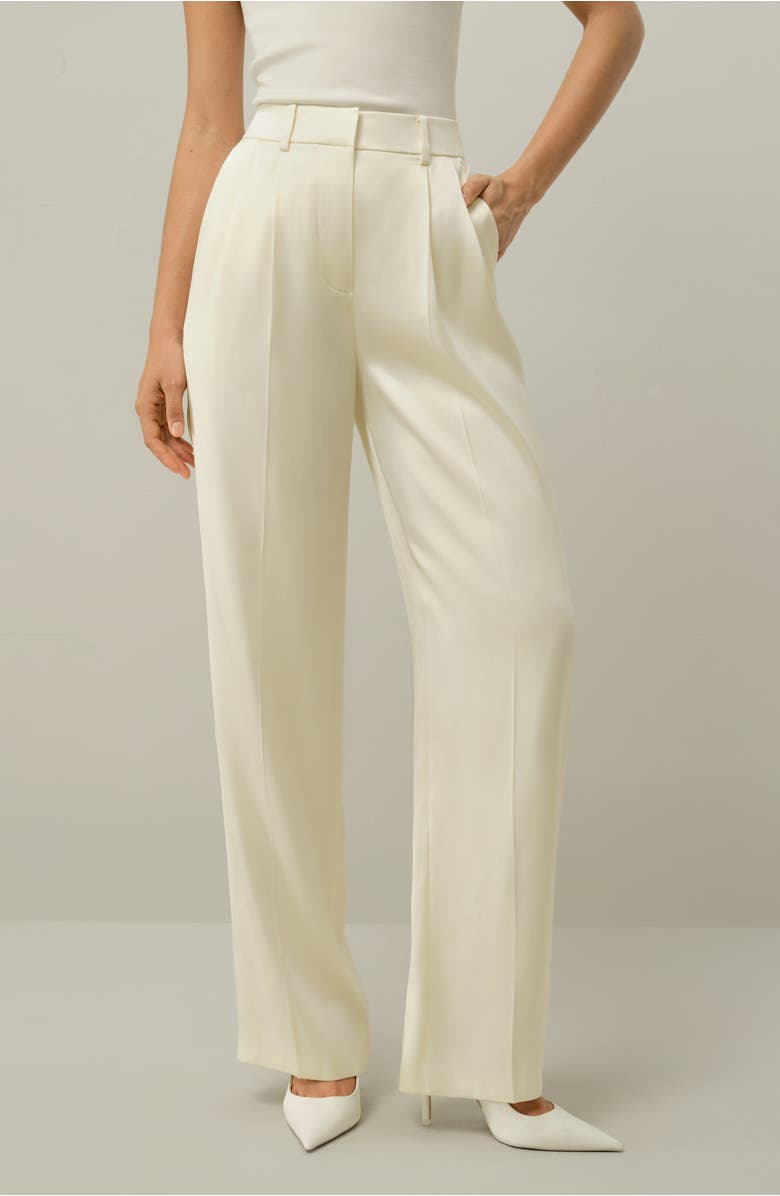Lilysilk Double-Faced Charmeuse Straight- Leg Pant, Alternate, color, Lily White