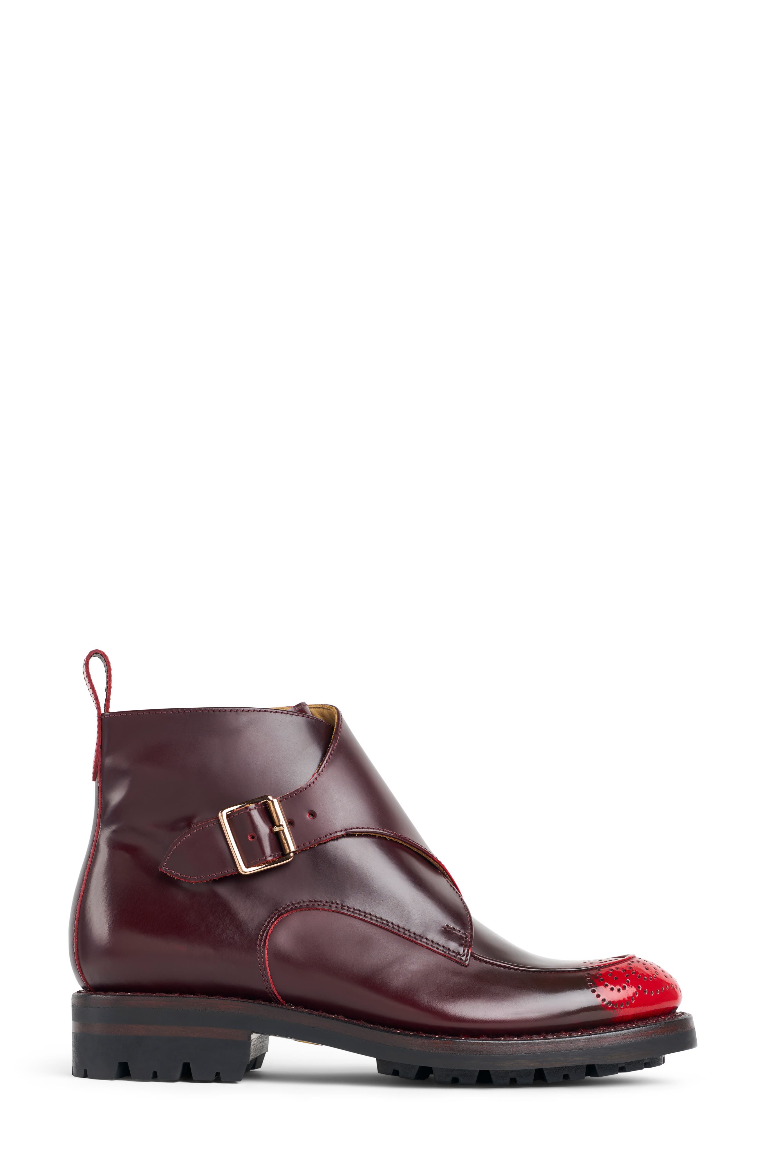Ms. Georgie Leather Monk Strap Bootie, Alternate, color, MARASCHINO