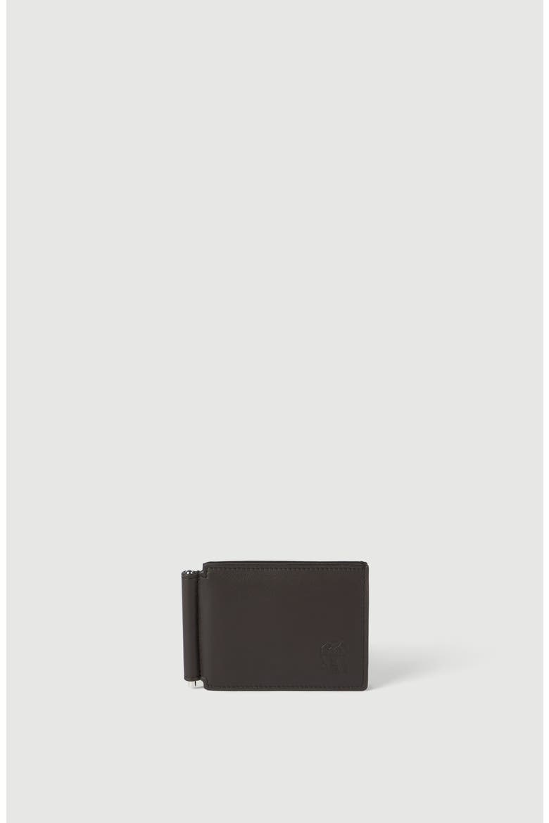 Smooth calfskin money clip wallet, Main, color, Brown