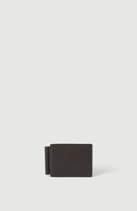 Smooth calfskin money clip wallet