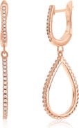 SUZY LEVIAN Cubic Zirconia Drop Huggie Hoop Earrings
