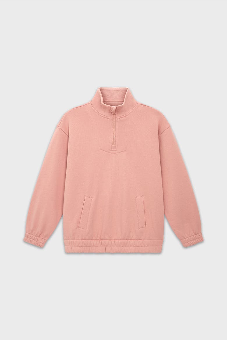 Girls Zip Collar French Terry Sweatshirt, Main, color, Pink