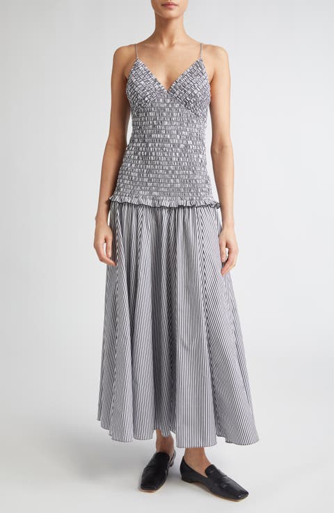 The Josie Stripe Smocked Cotton Dress