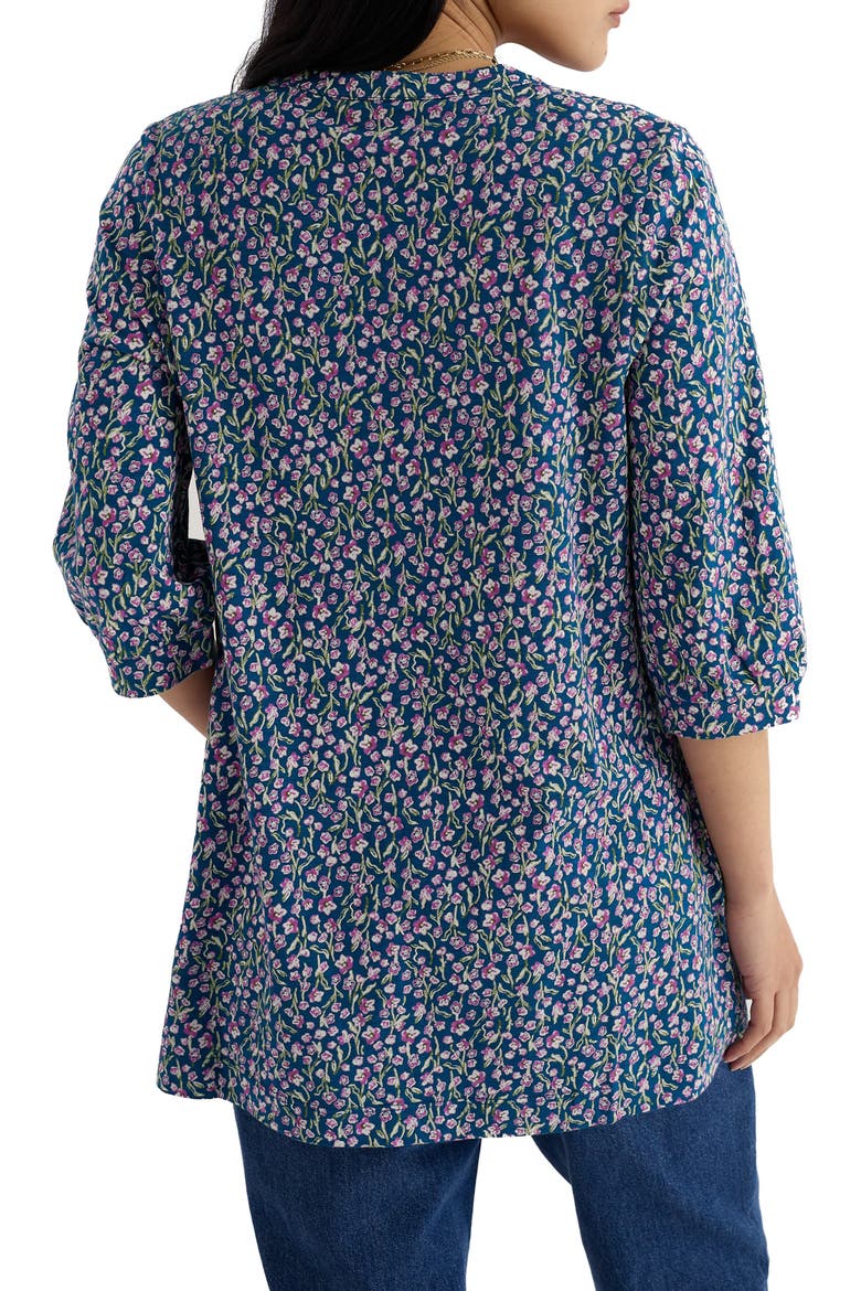 Sithney Floral Organic Cotton Jersey Tunic, Alternate, color, FLAX FLOWER BRIGHT ORCHID