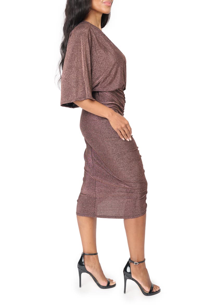 Glamour Metallic Ruched Minidress, Alternate, color, BRONZE