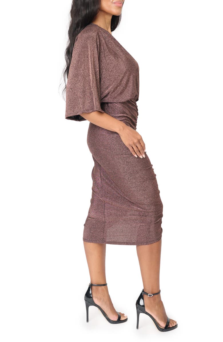 GIBSONLOOK Glamour Metallic Ruched Minidress, Alternate, color, Bronze