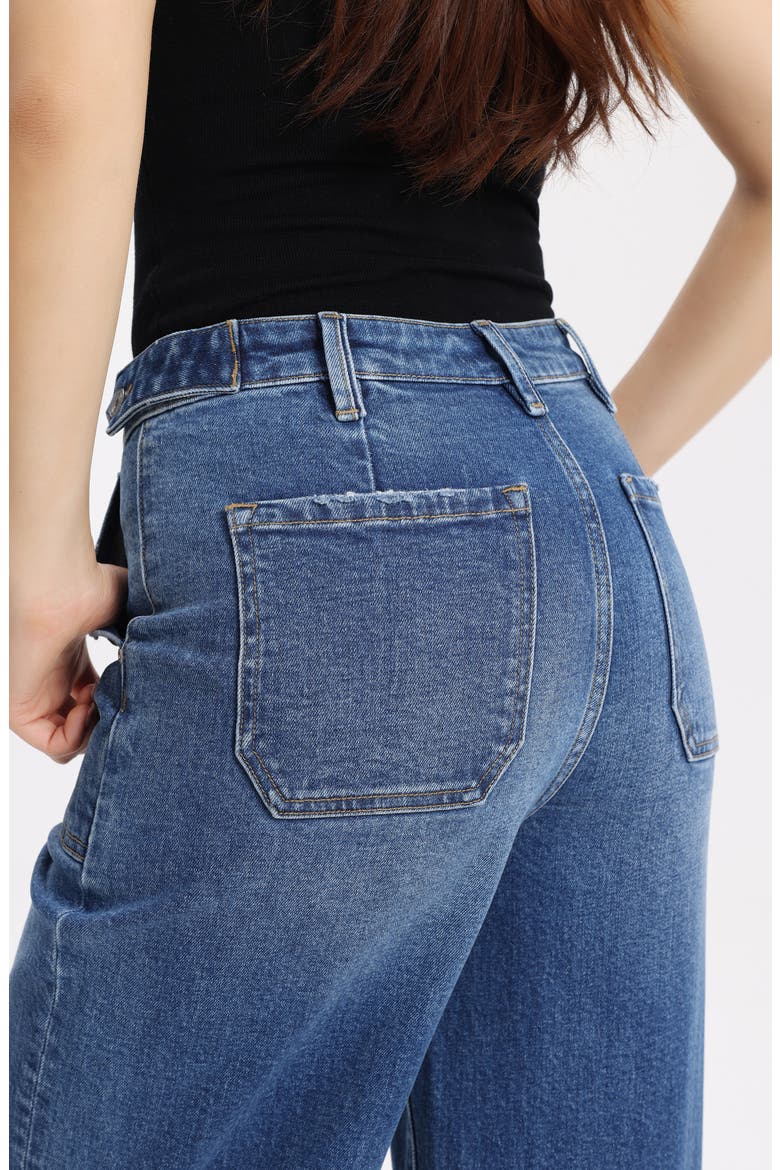 Super High Waist Wide Leg Utility Jeans, Alternate, color, MEDIUM BLUE