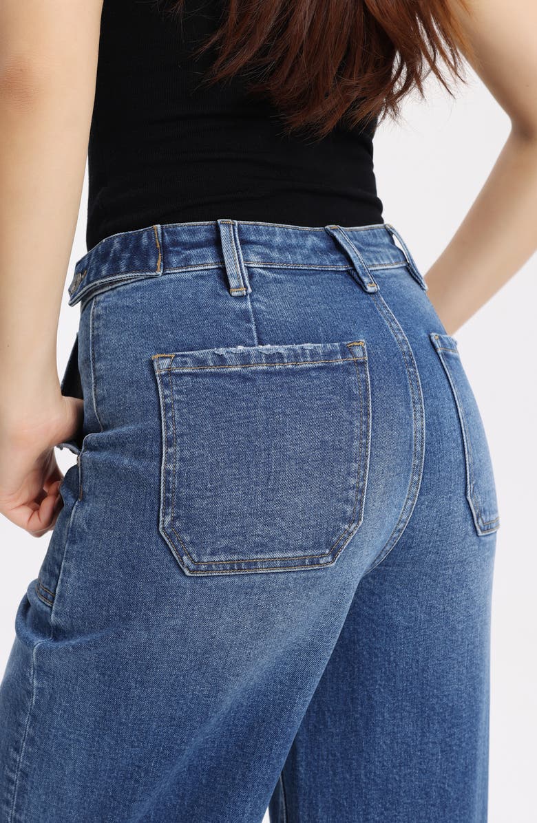 Bayeas Super High Waist Wide Leg Utility Jeans, Alternate, color, Medium Blue