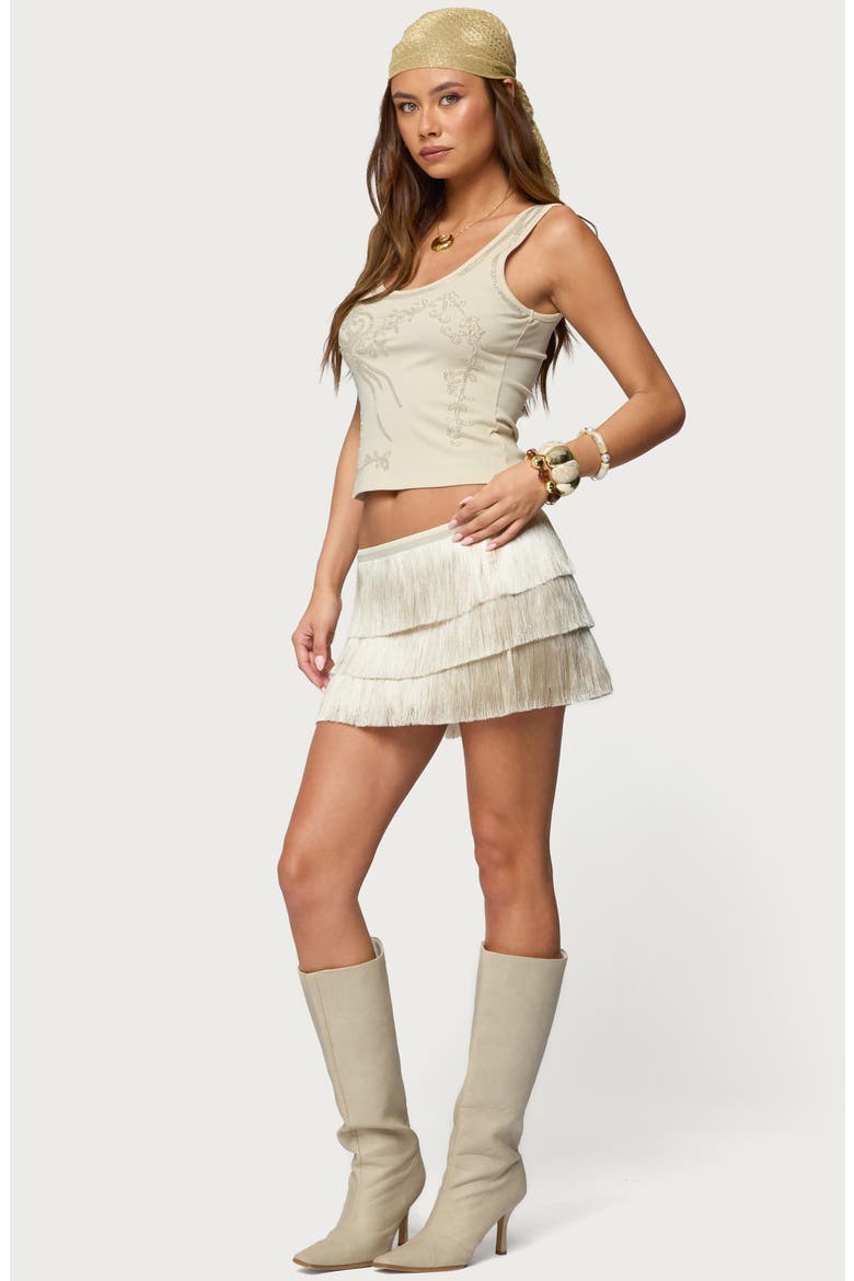 Taliah Beaded Scoop Neck Tank, Alternate, color, BEIGE