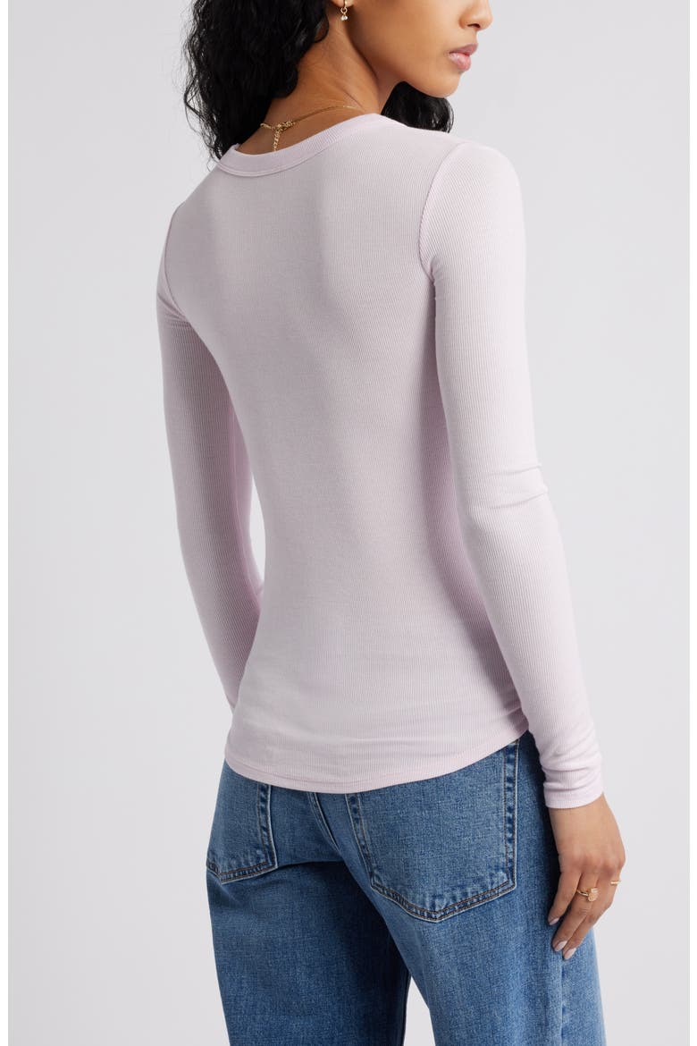 Ribbed Long Sleeve T-Shirt, Alternate, color, PINK SODA