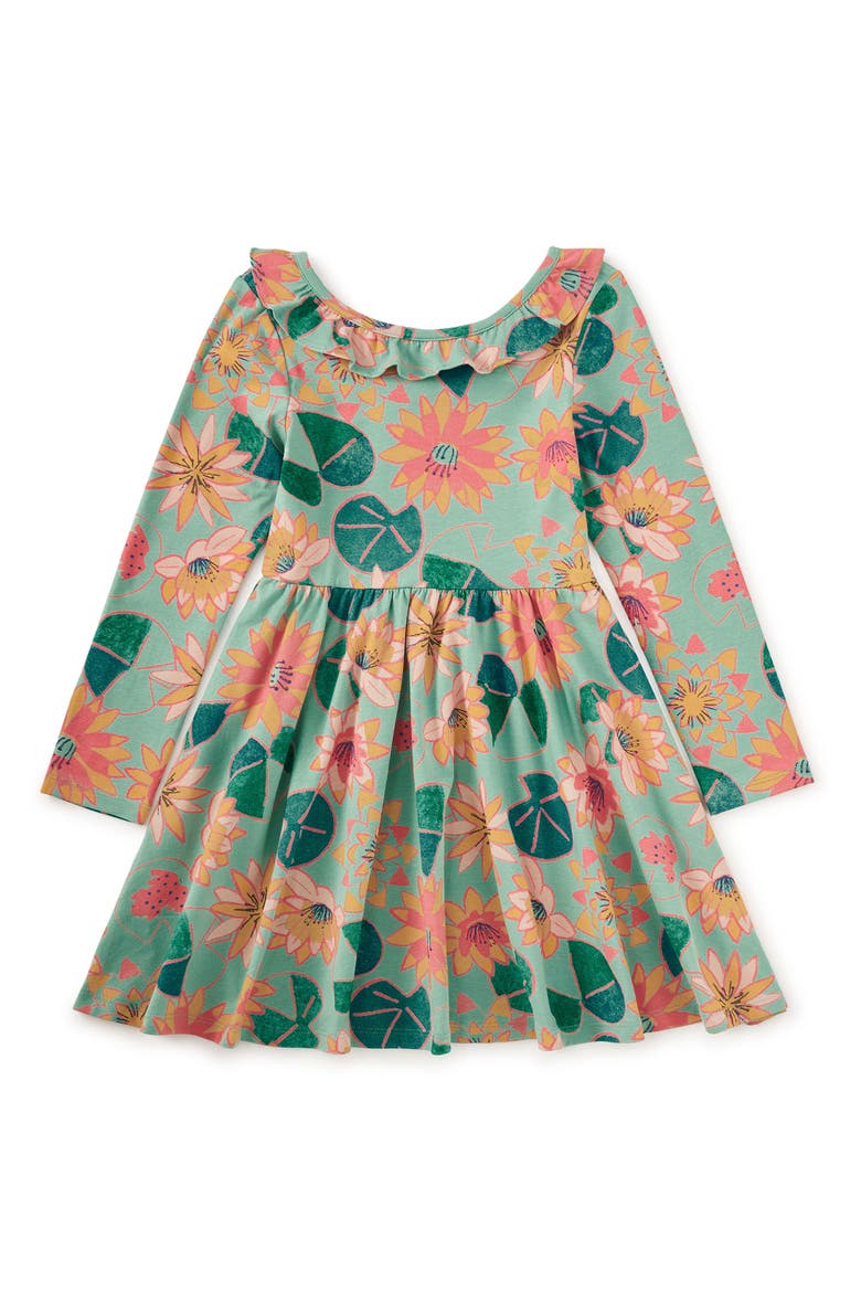 Ruffle Collar Ballet Dress, Main, color, Chalk Water Lillies