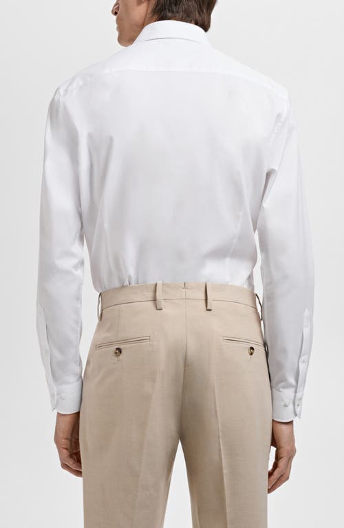 Mango Slim Fit Cotton Herringbone Suit Button-up Shirt In White