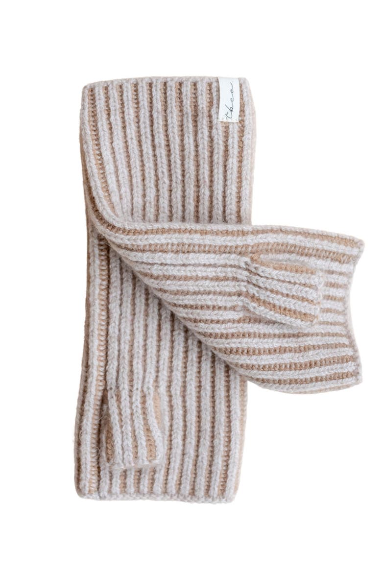 Cashmere & Merino Ribbed Two-Tone Wrist Warmers, Main, color, Oatmeal Two-Tone