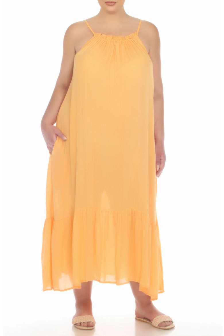 Deep Back Ruffle Hem Dress, Main, color, MANGO